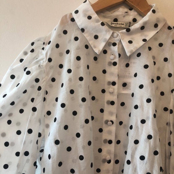 NWT ✨ ASOS / Stradivarius Polka Dot Button- Up - Picture 4 of 8